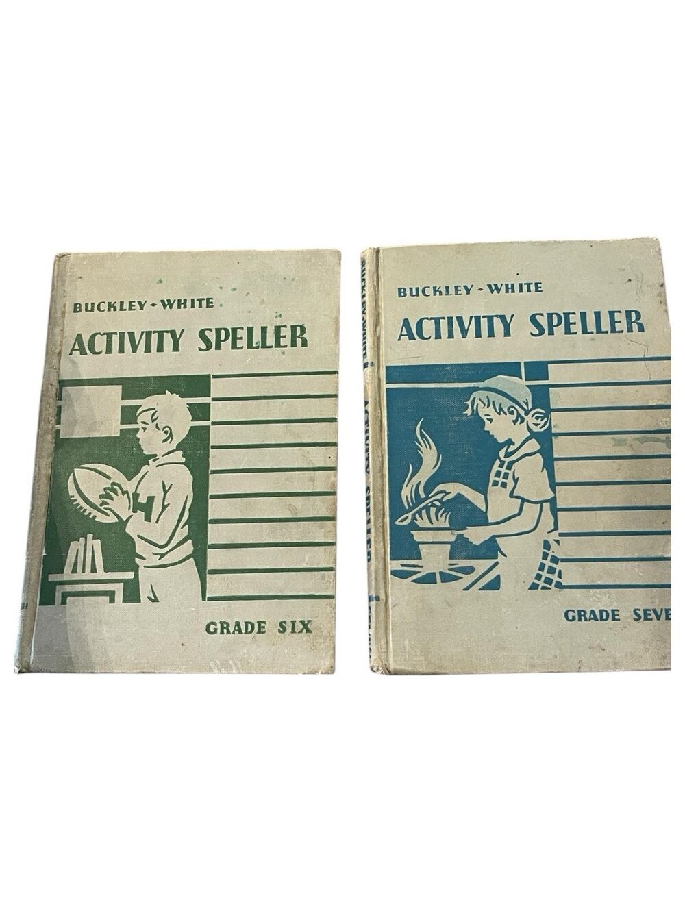 Vintage Lot 2 Buckley-White Activity Speller Grade Six & Seven (HC 1937)